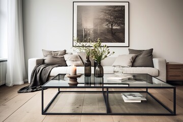 Vintage Glass Panel Coffee Tables in Minimalist Interior Decor