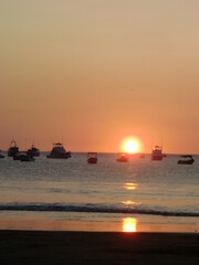 Fototapeta premium sunset with boats