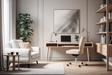 Modern Flat: Clutter-Free Desk & White Sofa Minimalist Decor Inspirations