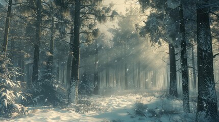 Fototapeta na wymiar trees woods snowy