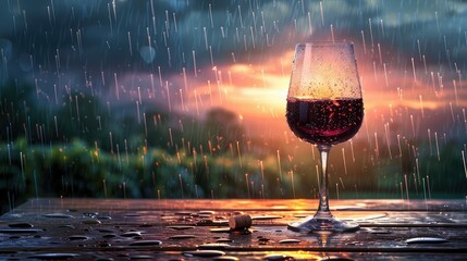 vineyard rain wine - obrazy, fototapety, plakaty