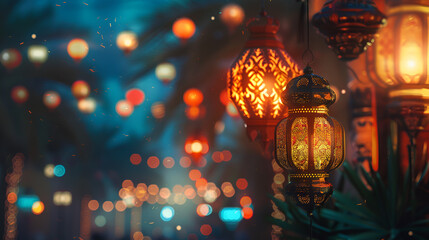 arabian night ramadan atmosphere - obrazy, fototapety, plakaty