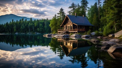 Fototapeta premium nature scenery cottage building