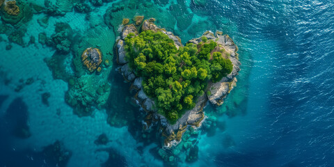 Caribbean Island in the shape of a love heart beautifull island - obrazy, fototapety, plakaty