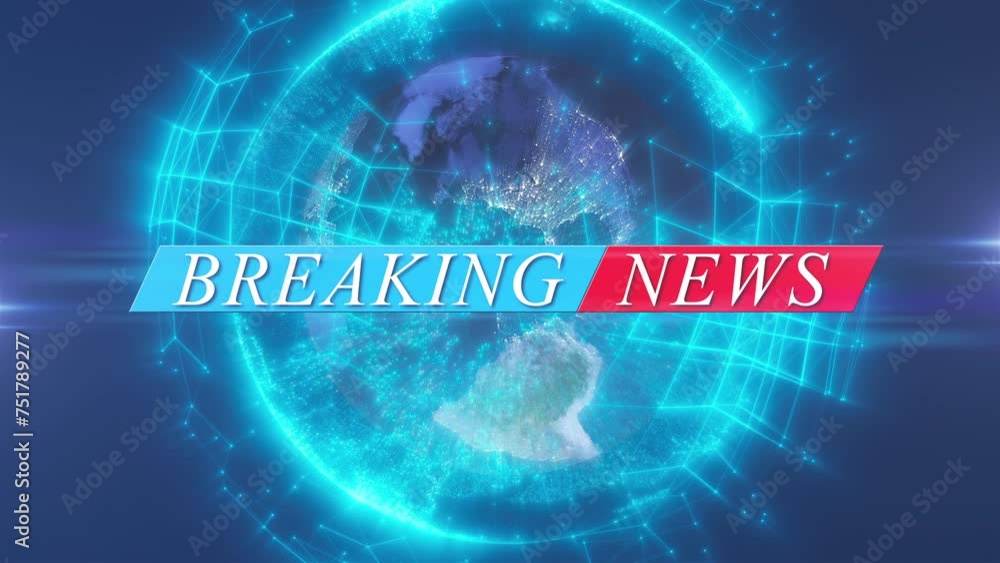 Poster breaking news text with technology global planet. computer generated 3d render