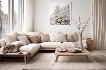 Nordic Design Room: Neutral Color Palettes, Minimalist Furniture, and White Wall Accents