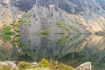 Relections on Wast Water lake in Lake District National Park.