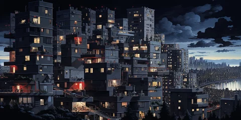 Foto op Plexiglas condo town, night city view. © Svitlana