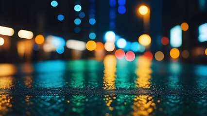 Stunning City Street Night Light and Raindrop Bokeh