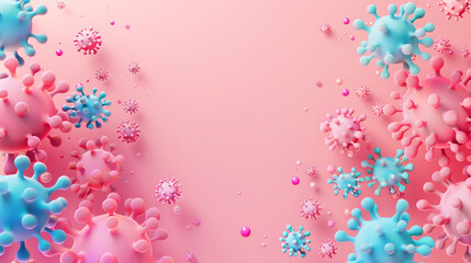abstract watercolor background of virus illustration on pink bacgkround