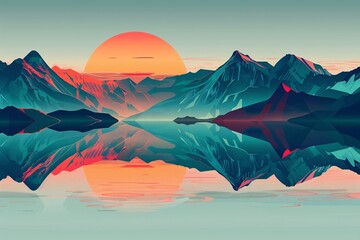 a mountain range reflected in water