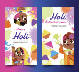flat holi banners collection design vector illustration