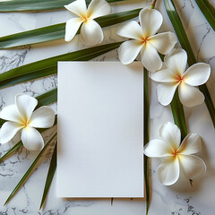 Card mockup for spa with Hawaiian flowers