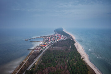 Beautiful beach of the Baltic Sea at sunrise in Kuznica, Hel Peninsula. Poland