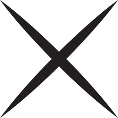 Pointed black lines forming an x