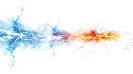 Obraz premium Multicolor abstract energy shock explosion special light effect with spark. Electric discharge on white background. High voltage nuclear core