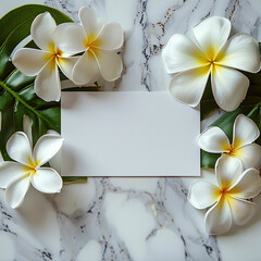 Card mockup for spa with Hawaiian flowers