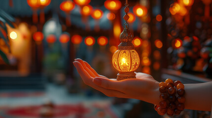 Lantern in the beautiful girl hand