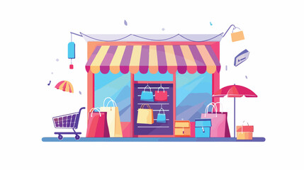 Online shopping design isolated on white background