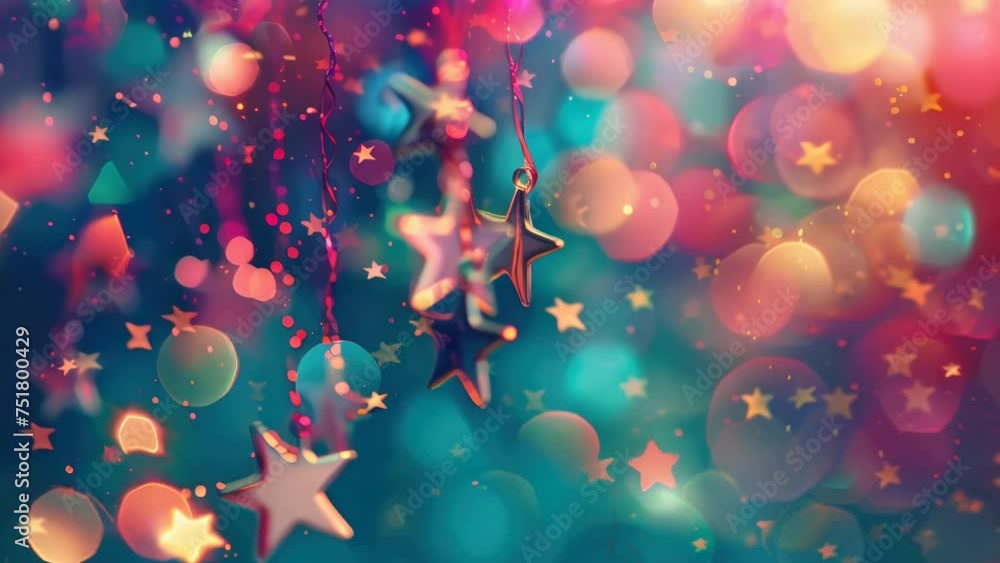 Poster a bunch of stars hanging from a string. ideal for festive decorations.