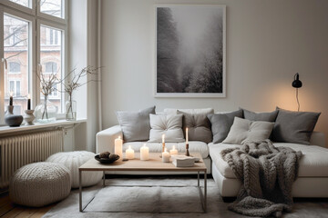 Fototapeta na wymiar Scandinavian minimalism at its best, featuring a neutral color palette and carefully curated decor.