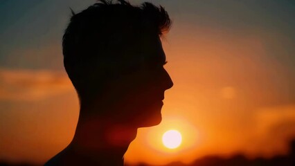 A man's silhouette against a beautiful sunset. Perfect for inspirational and motivational content.