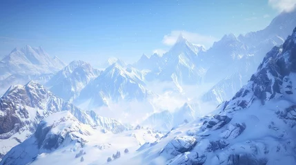 Gordijnen slopes mountains snowy © vectorwin