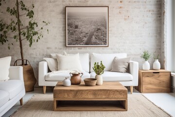 Scandinavian Vintage Console Tables | White Sofa & Wooden Coffee Table Inspiration