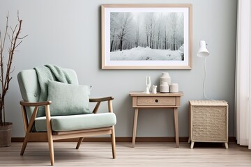 Winter Wonderland: Scandinavian Interior with Mint Green Armchair and Woven Wall Hangings
