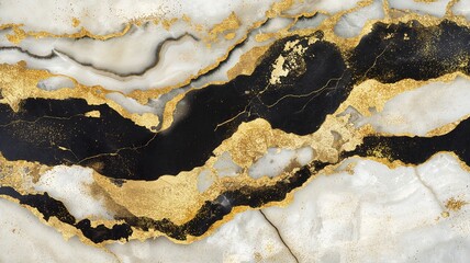 Elegant Gold Flecked Black and White Marble Texture for Luxury Background or Sophisticated Design Elements