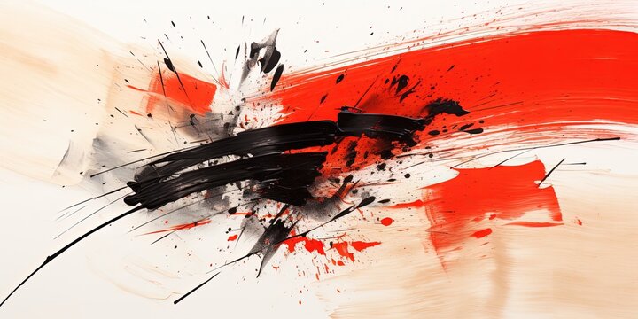 Abstract vintage Japanese calligraphy stroke painting style. lacquer painting.