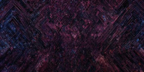 Violett-schwarze strukturierte Mauerwerksillusion in abstrakter Kunst - obrazy, fototapety, plakaty
