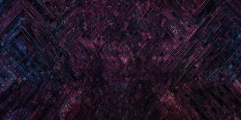 Wandcirkels aluminium Violett-schwarze strukturierte Mauerwerksillusion in abstrakter Kunst © StockFabi
