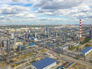 Naklejka na ściany i meble Aerial view of an oil refinery.