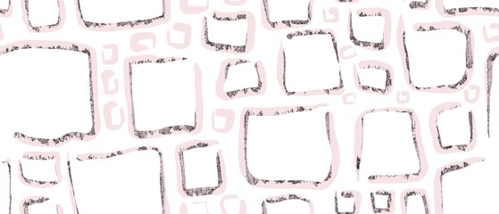 Seamless abstract textured pattern. Simple background black, pink, white texture. Squares. Digital brush strokes background. Design for textile fabrics, wrapping paper, background, wallpaper, cover.