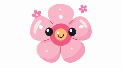 Pink flower kawaii cartoon decoration isolated on wh