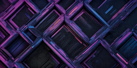 Futuristische Struktur mit eckigen Linien in Neonblau und -lila
