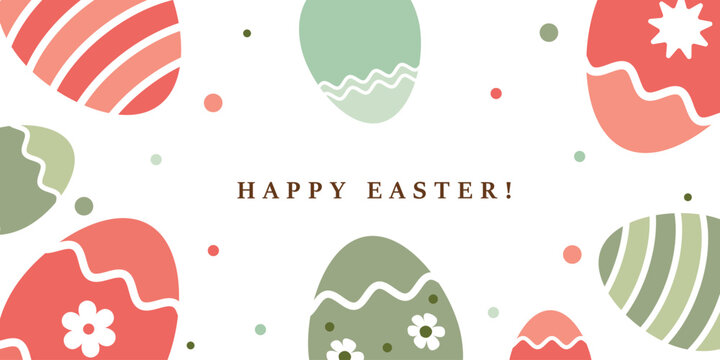 Easter banner with colorful easter eggs pattern with greeting on a joyful backdrop.