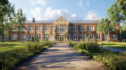 Obraz premium slide school building outside