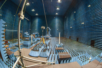Anechoic chamber with special equipment for various experiments.