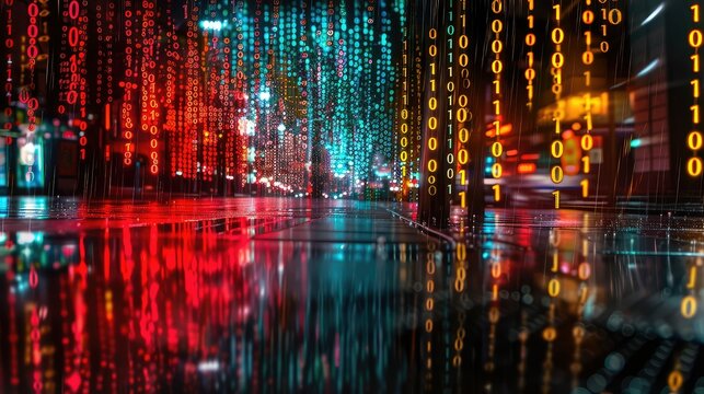 technology binary code rain