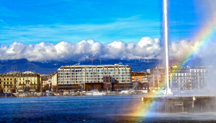 Springbrunnen im Genfersee in Genf (Schweiz)