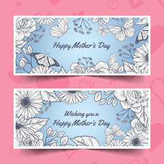 hand drawn mother s day banners design vector illustration