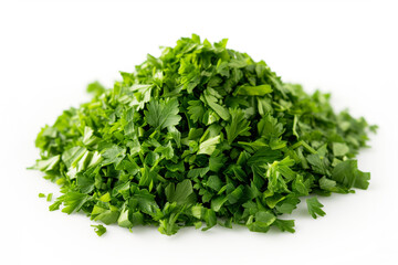 Obraz premium Heap of dried parsley close up isolated on white background 