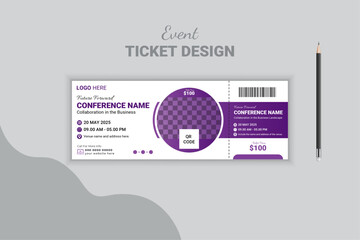 Annual program corporate business event ticket design, modern template