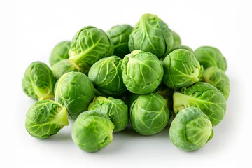 Foto op Canvas Brussels sprouts isolated on white background © Anna