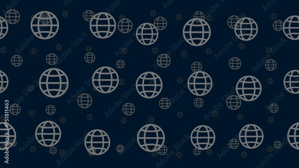 Poster web symbols float horizontally from left to right. parallax fly effect. floating symbols are located