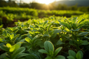 Mint grows abundantly in plantations 