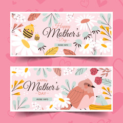 Fototapeta na wymiar floral mother s day banners set design vector illustration