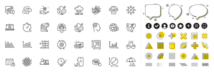 Set of Engineering, Accounting and Timer line icons for web app. Design elements, Social media icons. Freezing, Website education, Online education icons. Vector